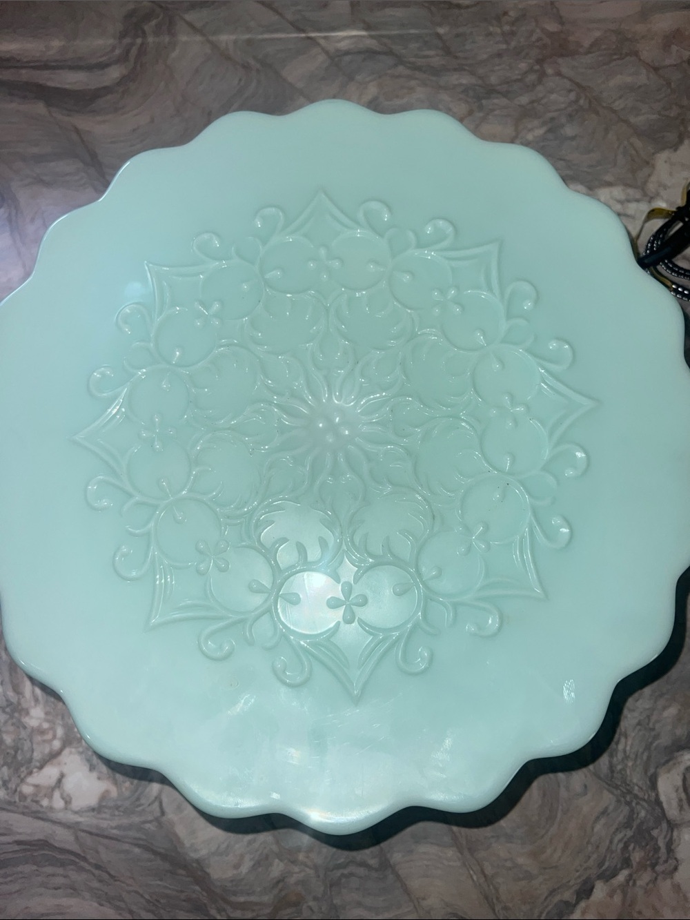 Fenton Scalloped Edge Decorative Cake Stand in Seafoam Green